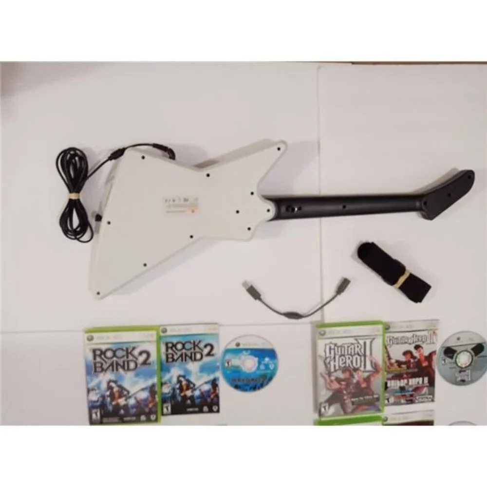 Guitar Hero II Xplorer X-Plorer Rock Band Controller Bundle Lot Dongle Xbox 360